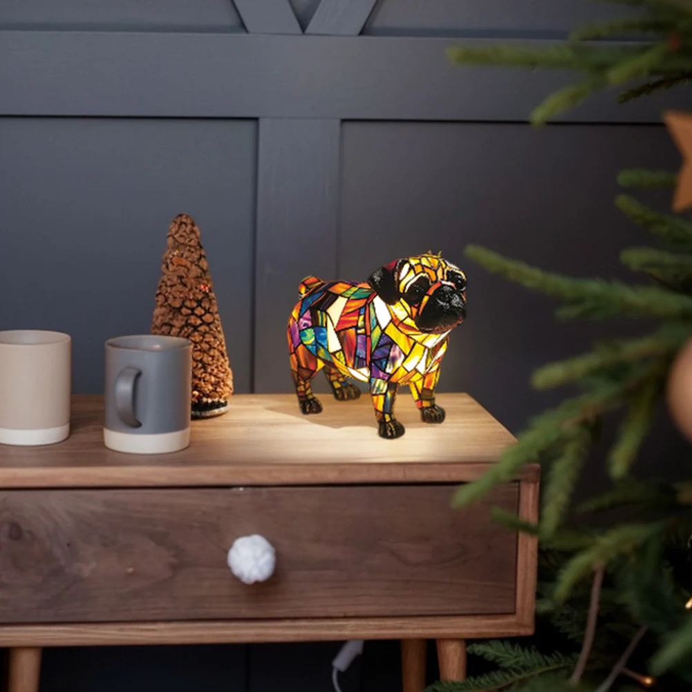 

Ночник из смолы с изображением животных и теплым свечением, настольный ночник с изображением животных, светодиодный светильник на тему милой собаки для украшения дома
