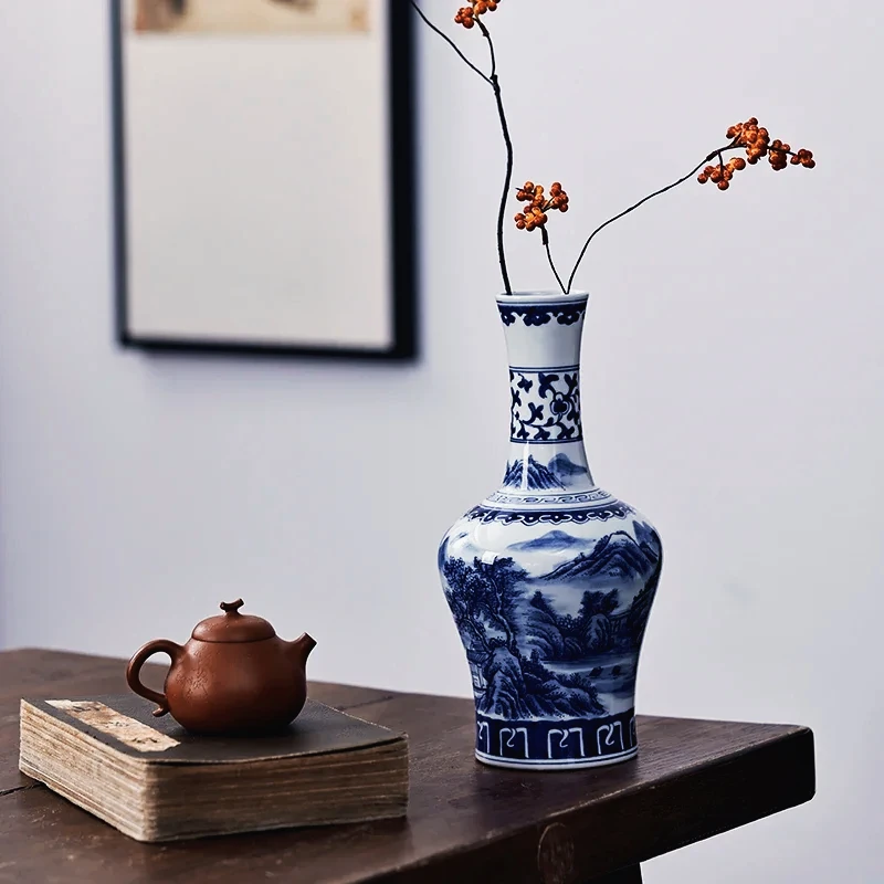 

Jingdezhen Ceramic Vase Antique Hand Painted Blue And White Porcelain Chinese Style Flower Arrangement Decoration Gift