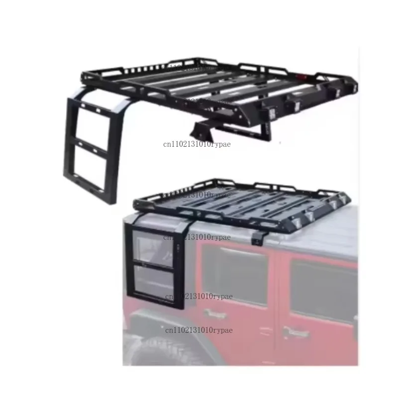 4X4 Car Roof Rack with LED  Ladder Luggage Rack Mount Kit Cargo Basket forJKU JL Gladiator