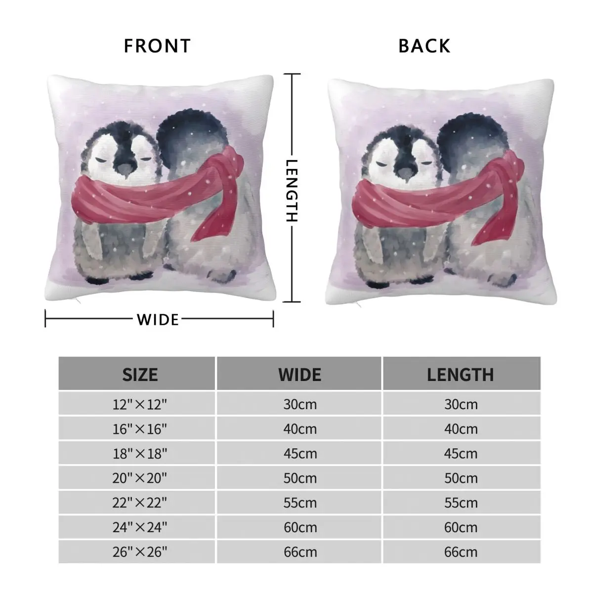 Penguin Cuddle Square Pillowcase Polyester Linen Velvet Pattern Zip Decor Pillow Case Sofa Seater Cushion Cover 18