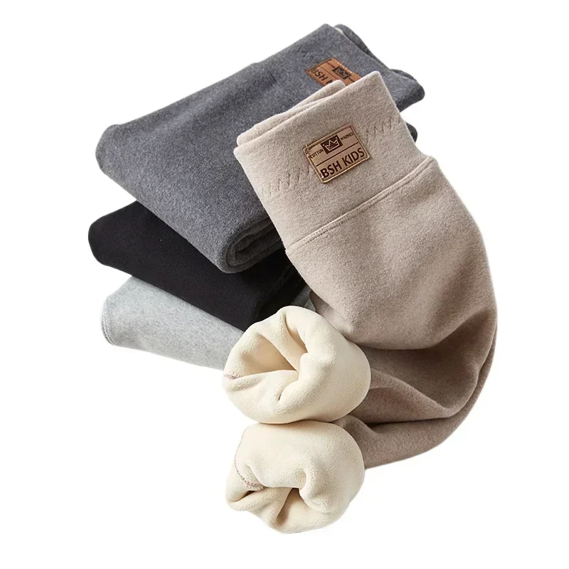 Winter-Kinder-Baumwollhose mit Fleece-Futter, verdickte Oberbekleidung für mittlere bis große Kinder, warme integrierte Samthose für Mädchen