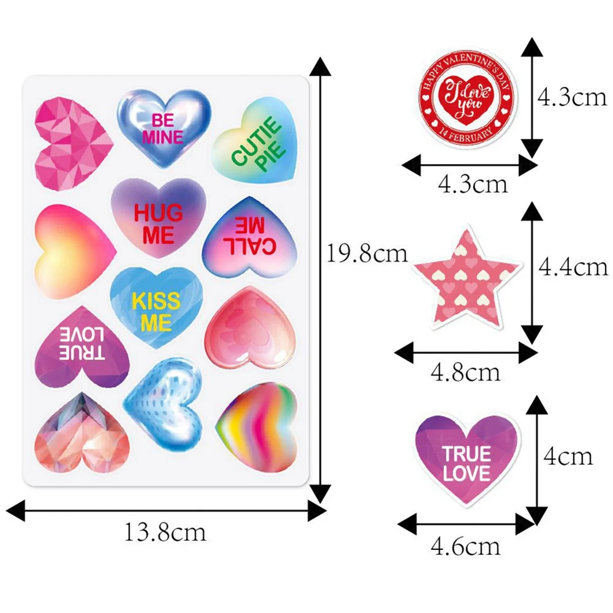 발렌타인 데이 파티 장식 스티커, 발렌타인 데이 휴일 봉투 선물, 사랑 스티커, 4 팩
