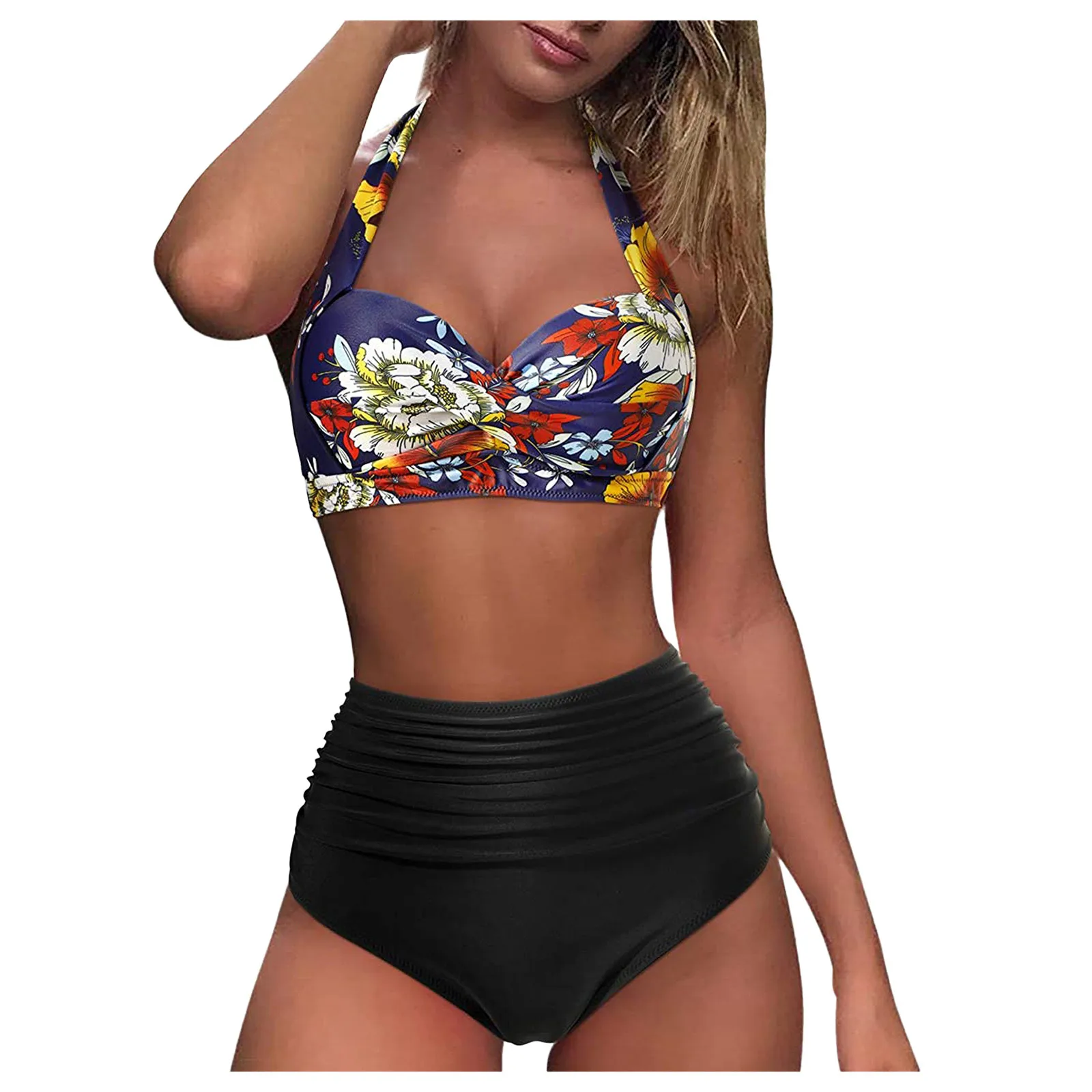 Conjunto de Bikini con estampado de moda para Mujer, traje de baño de dos piezas, traje de baño fruncido Y2k, Tankinis de lujo, traje de playa para primavera y verano