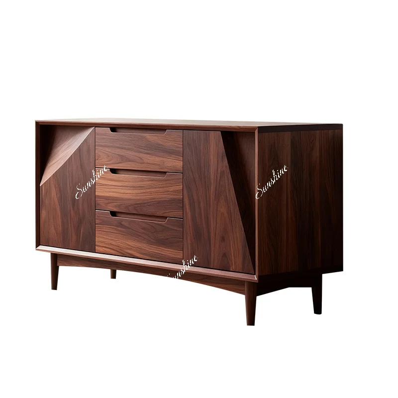 Medieval style side cabinet, black walnut four or five chest cabinet