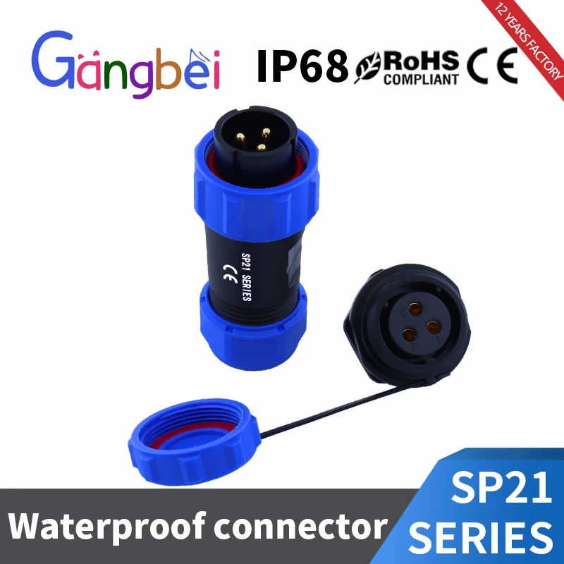 SP21 Aviation Male/Female plug Socket SP2110P SP2111S SP2112S IP68 Back nut waterproof connector Gangbei