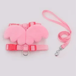 1 Pc Pet Leash Angel Wings Rabbit Leash Cat Leash Retractable Adjustable Length Chest Harness I-line Leash Chest Harness