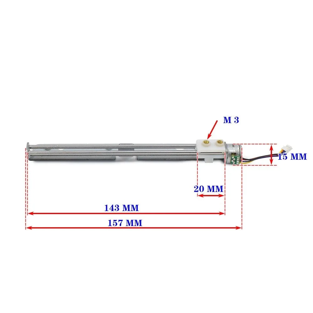 Mini Linear Slide Table 15mm 2 Phase 4 Wire Stepper Motor 123mm Stroke 9-15V 100-650mA Long Travel Linear Screw Stepping Motor