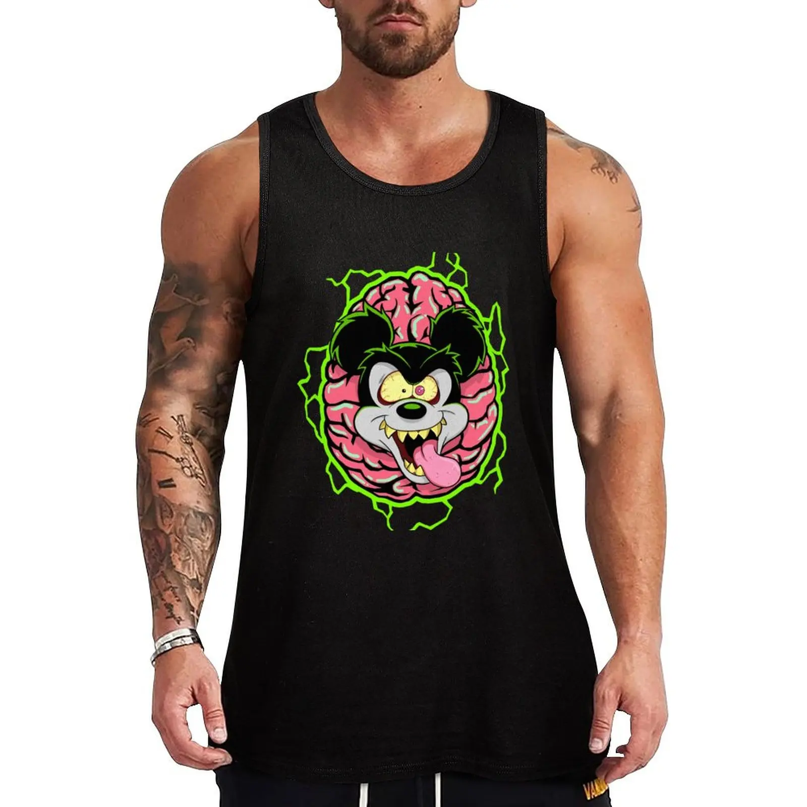 

Runaway Brain Sticker Tank Top summer clothes for men Gym T-shirts for men cotton t-shirts man man vest