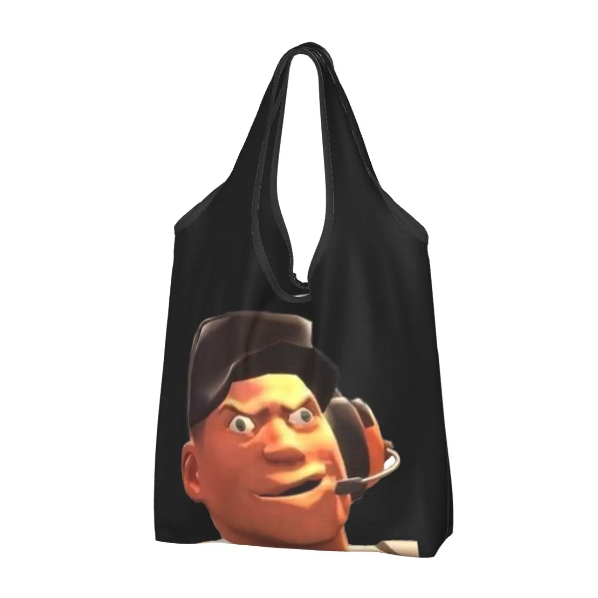 Team Fortress 2 TF2 Scout Gmod Face Funny Meme Portable Tote Shopping Bags Large Capacity Shopper Bag Handbag Shoulder Bag