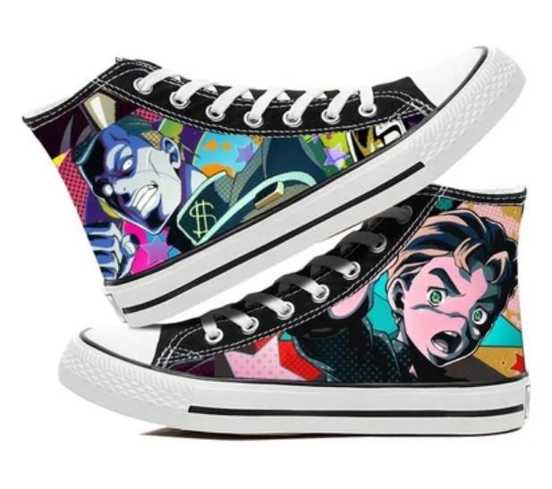 Zapatos de dibujos animados para hombre y mujer, zapatillas de lona de alta ayuda para Cosplay, Jojo's Bizarre Adventure, informales y cómodas