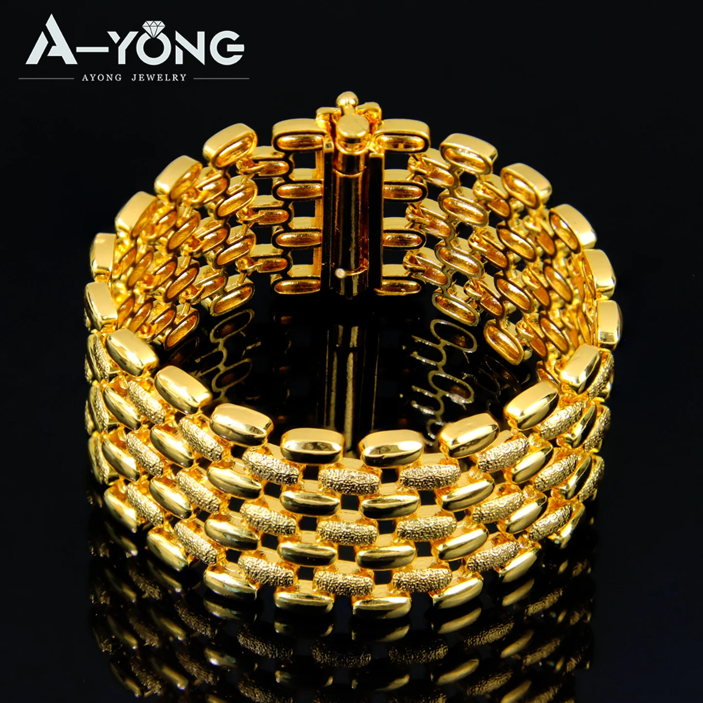 Arabische Frauen Einfache Gold Armband Dubai 24k Gold Überzogene Elegante Armband Armreifen Äthiopischen Klassische Hochzeit Party Schmuck – Detail 8