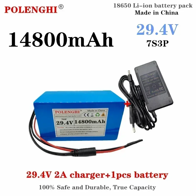 Batería de iones de litio recargable de gran capacidad, 29,4 V, 7S3P, 10,8-14,8Ah, con placa de protección BMS inteligente integrada