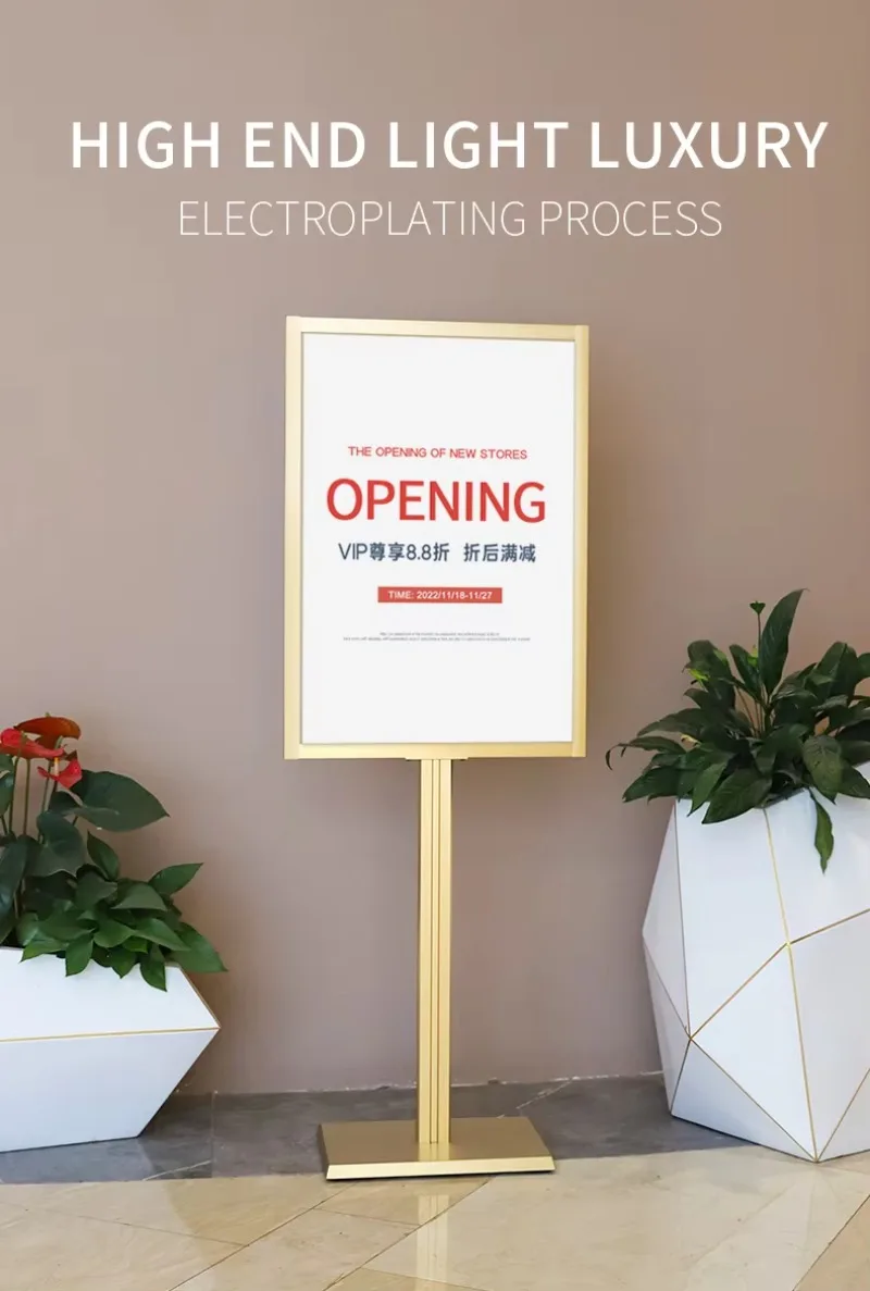 Champagne Gold and Rose Gold Menu Board Stand for Outdoor Durable Double Sided Signage for Retail Stores, Weddings, and Parties
