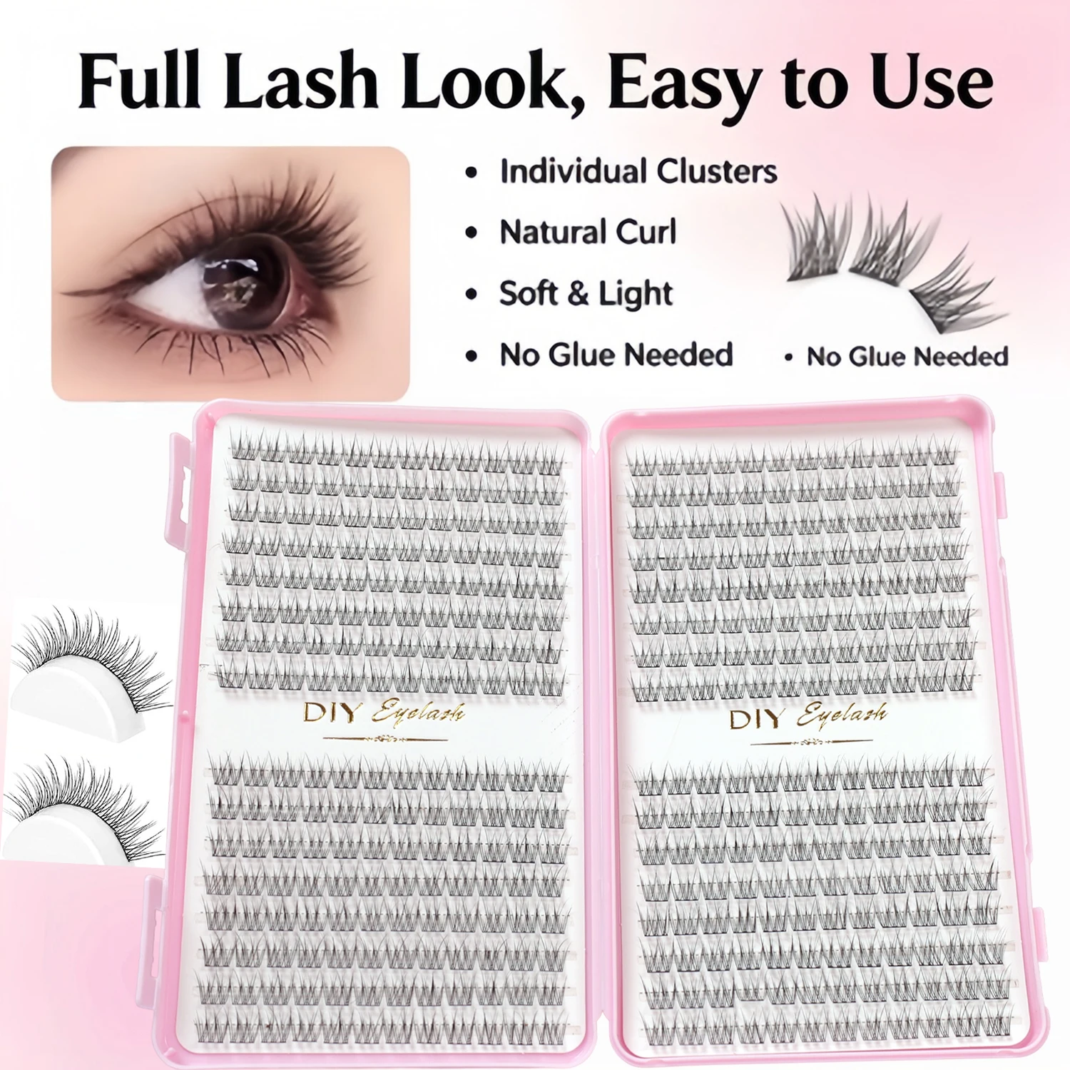 384 Soft and Lightweight Fish Tail Single Cluster Eyelashes, 10-12 Millimeters - Perfect for Daily Makeup and Eyelash Extension