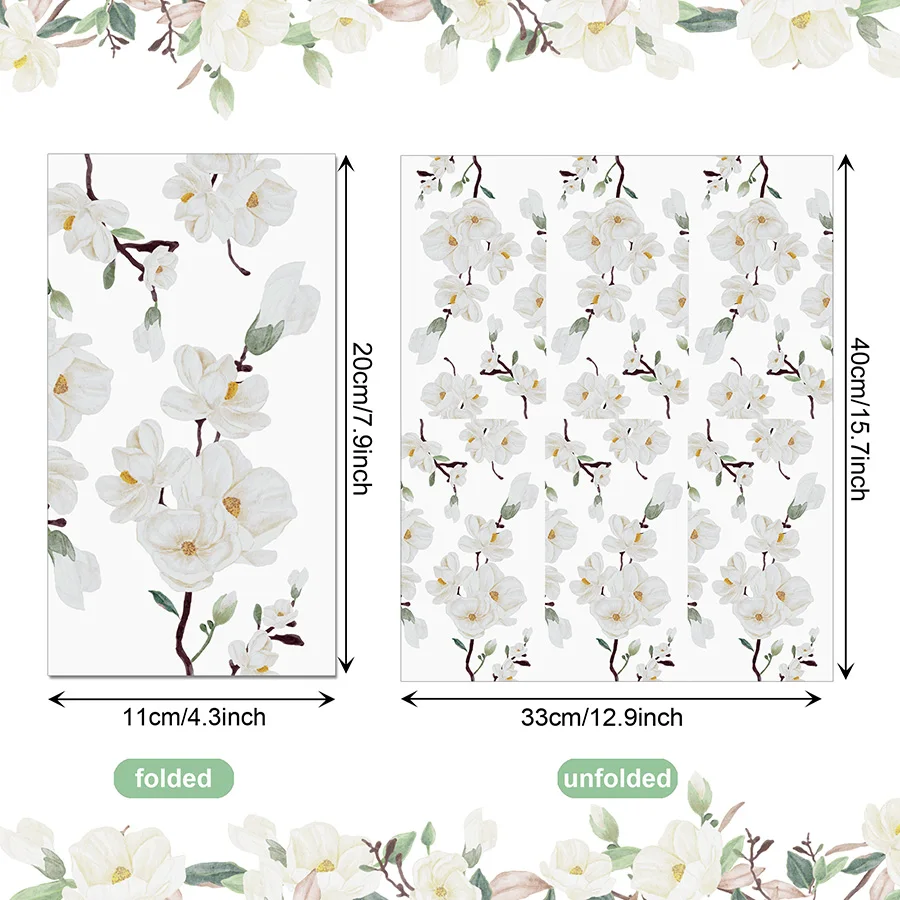 20Pcs Elegant Watercolor White Magnolia Disposable Paper Napkins Floral Guest Napkin Wedding Kitchen Bathroom Table Decor