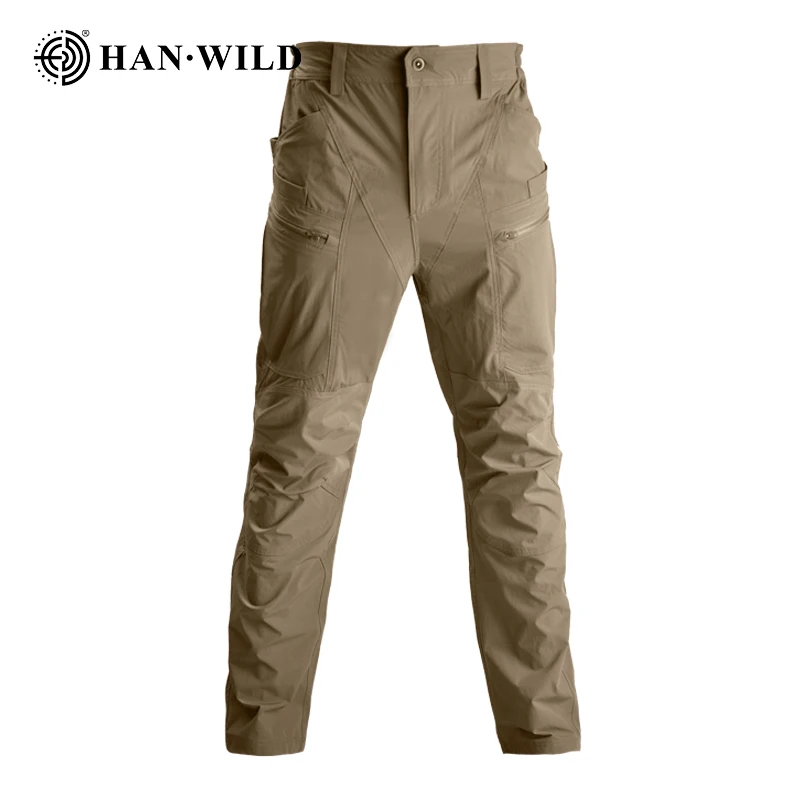 HAN WILD Summer Lightweight Trousers Mens Tactical Fishing Pants Outdoor Hiking Nylon Quick Dry Cargo Pants Casual Work Trousers