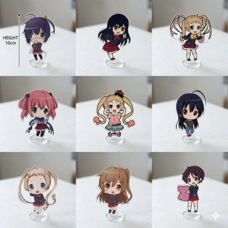 10CM Anime Love Chunibyo Other Delusions Keychain Togashi Yuuta/Takanashi Rikka Key Chain Acrylic Model Plate Christmas Gifts