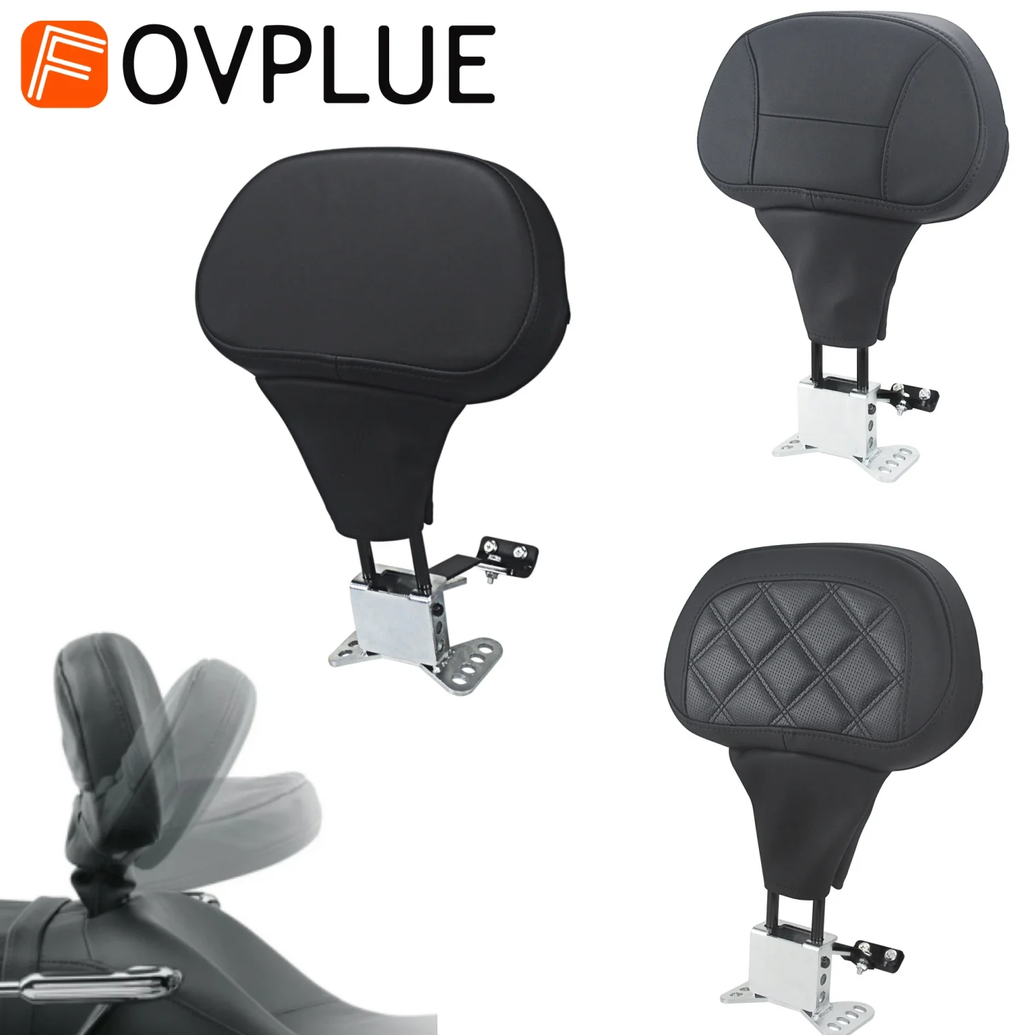 

Motorcycle Rider Seat Backrest Pad Kit Detachable For Harley CVO Touring Road King Road Glide Electra Glide Street Glide 2009-up