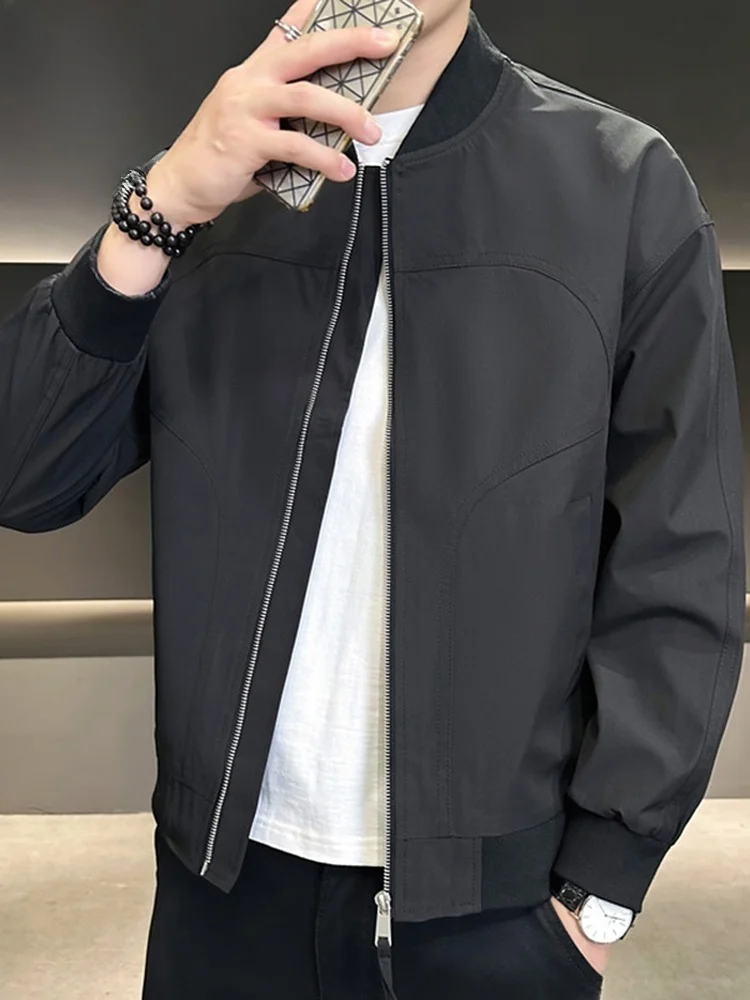 

Men's Baseball Collar Jaet Spring 2026 Casual Bla Versatile Flight Jaet Loose Fit Zipper Decorated Polyester Fiber
