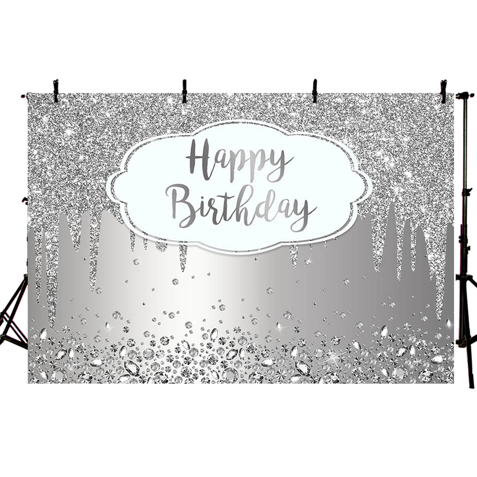 خلفية التصوير الفوتوغرافي الفضة الوردي فتاة امرأة يقطر بريق الماس حفلة عيد ميلاد سعيد صورة ديكور خلفية استوديو الصور