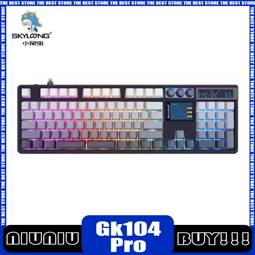 skyloong gk104pro teclado mecanico 8k tela inteligente dupla com botao modo teclado sem fio personalizar gk104 pro calculadora de pc 01