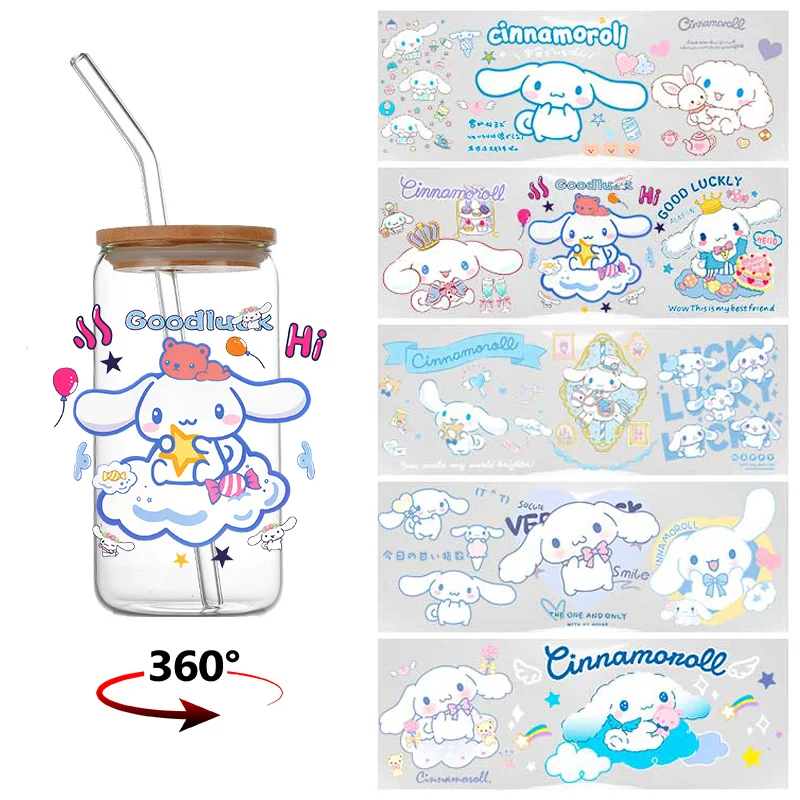 

Sanrio Cinnamoroll Pattern UV DTF Transfer Sticker Waterproof Transfers Decals for 16oz Glass Cup Cinnamoroll Wrap Sticker