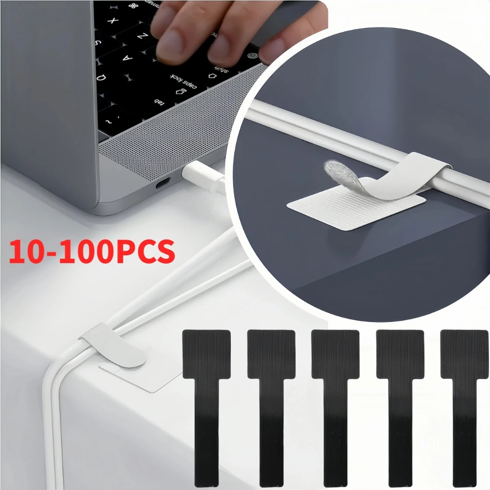 Reusable Cable Ties Fastening Wire Organizer Cord Rope Holder Self Adhesive Adjustable Cord Organizer Straps Desk Management