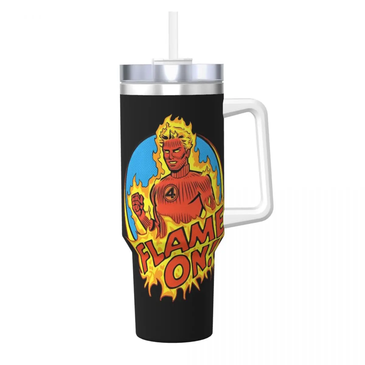 

Fantastic Four Stainless Steel Tumbler Travel Coffee Mug With Straws and Lid Large Mugs Cup Cold Drink Water Bottle