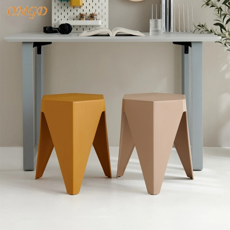 OMGD Nordic Modern Simple Table Stool Plastic Round Stool Creative Fashion Net Celebrity Home Square Stool Can Be Stacked Stool