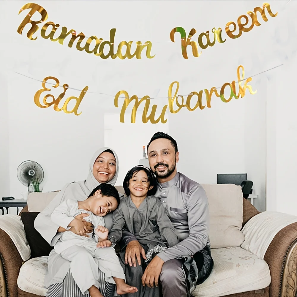 Gorgeous Golden Eid Mubarak & Ramadan Kareem Banner Add a Festive Touch to Your Party