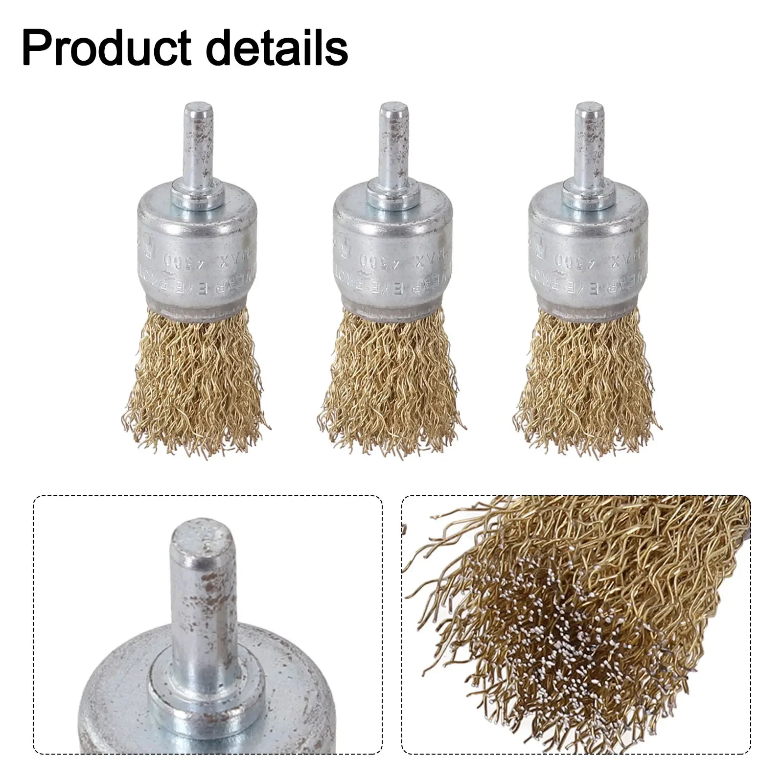 

3pcs 25mm Bowl Wire Brush 6mm Shank Diameter Flat Steel Wire Wheel Electric Drill Grinding Mill Polish Wheel Derusting Tool