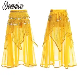 Kids Egypt Performance Practice Clothes Oriental India Girls Belly Skirts Beads Coins Skirt Waist Hip Scarf Bellydance Costumes