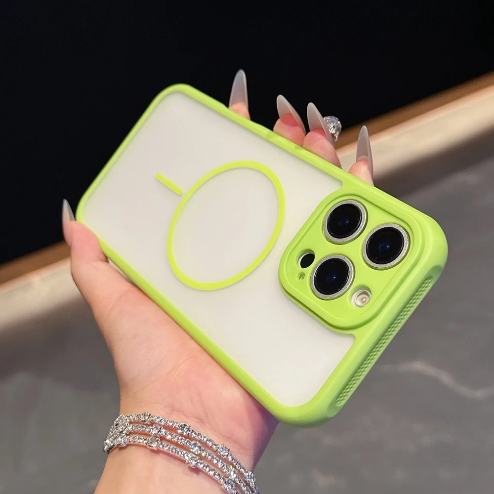 

Luxury Magnetic Wireless Charging Phone Case For Magsafe iPhone 17 16 15 14 13 12 11 Pro Max Heat Dissipation Shockproof Cover