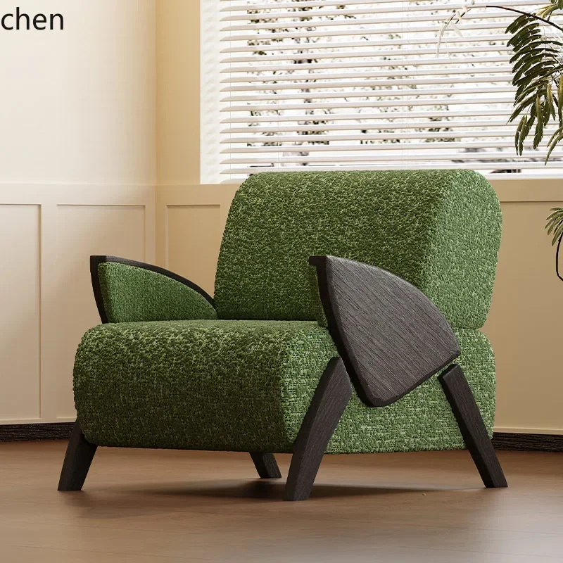 YZ6.15 medieval single sofa chair retro leisure chair balcony living room solid wood single chair