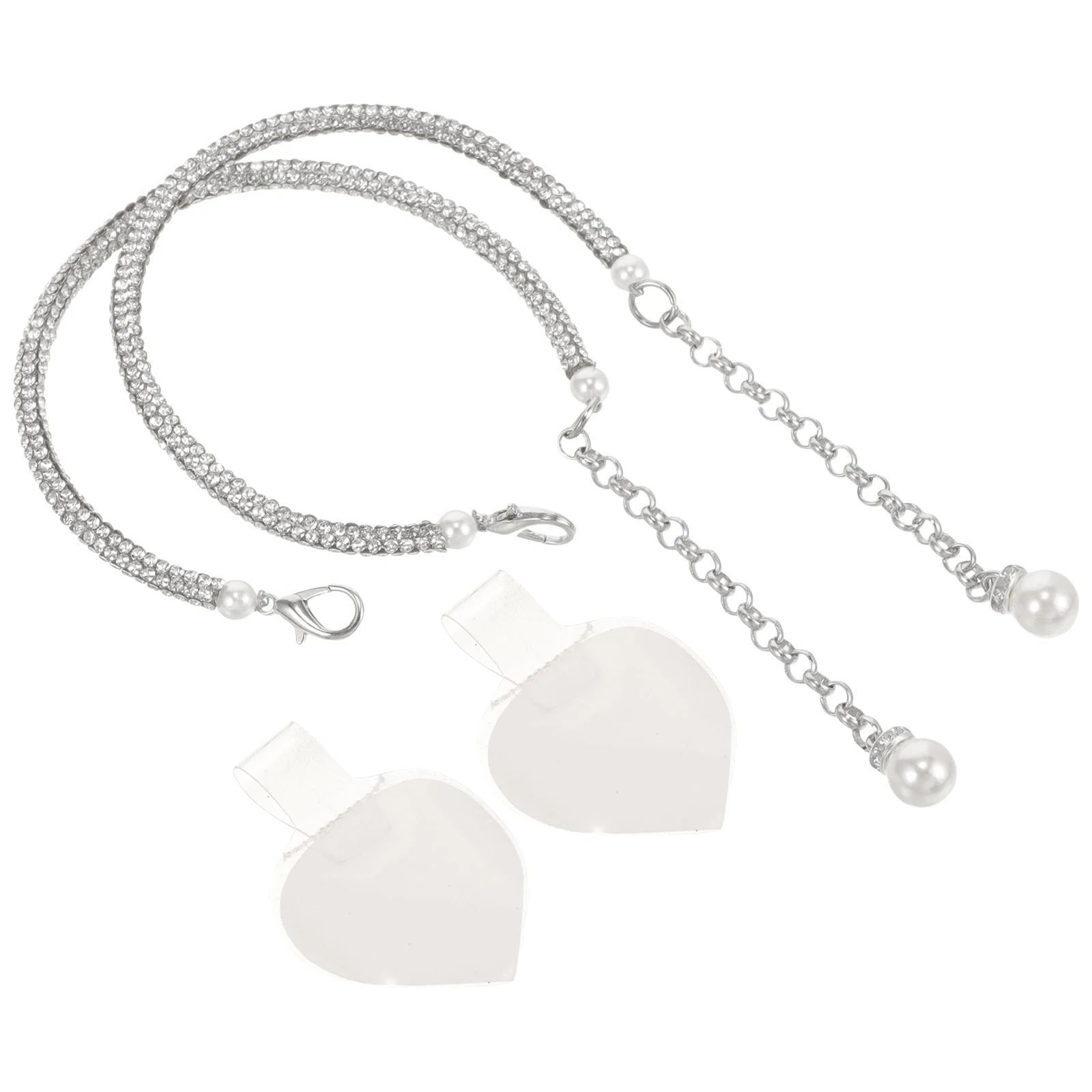 

Rhinestone Pearl Straps for High Heels Silver Chain Ankle Shoes Women Anti Slip Reusable Detachable Shoe Supplies Heel Strap