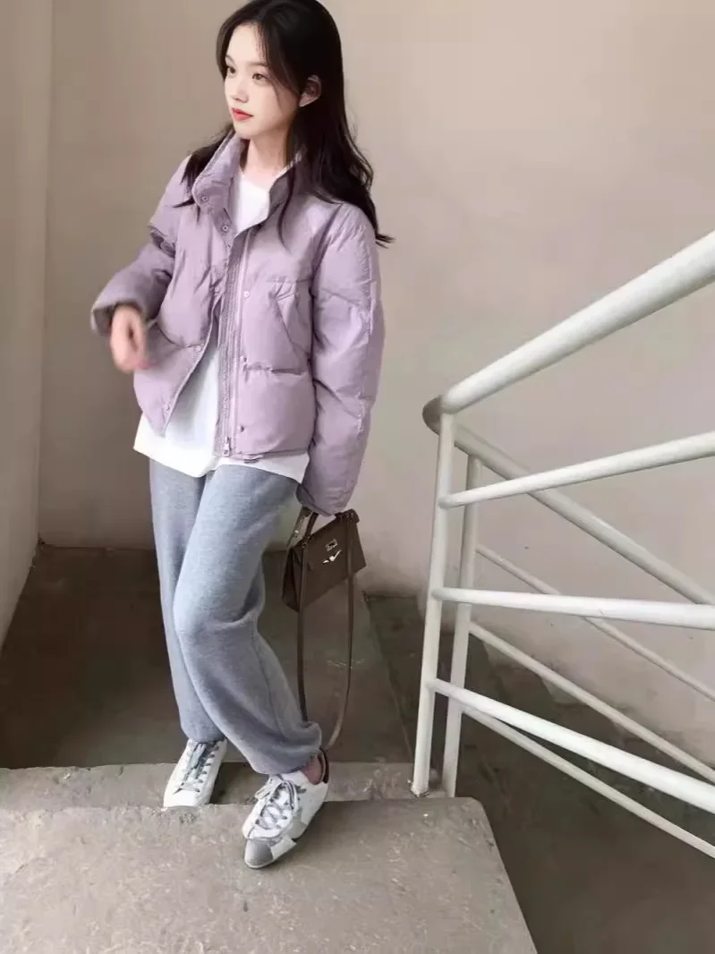 Women's Style Warm Cotton Coat Bread Design Korean Version Winter Outerwear Polyester Fabric Fashionable Short Puffer Jacket