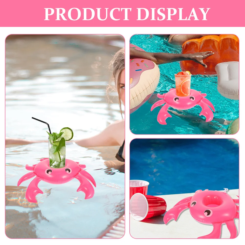 2개입 인플레이터블 음료 홀더 풀 플로팅 컵 코스터 게 모양 물놀이용 플로트 풀 파티 비치 수영 파티용