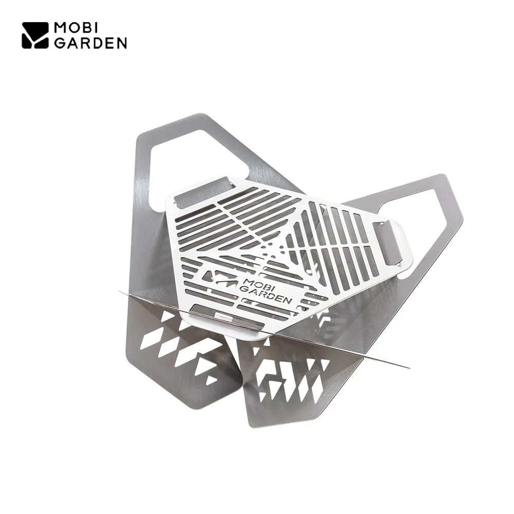 MOBI GARDEN-soporte para parrilla al aire libre, estufa portátil plegable de acero inoxidable, hoguera, brasero, leña, mantiene el calor, barbacoa, pozo multifunción