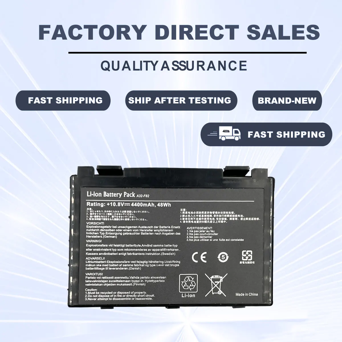 A32-F82 Laptop Battery for Asus  K40I K40IJ K50I K70I K501N X70ab X70ac X70ij X70ic