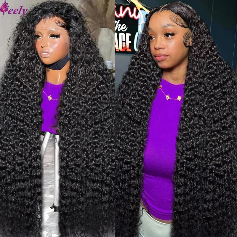 Deep Wave Lace Front Wigs Human Hair 200 Density Deep Part Curly 4x4 13x4 Lace Front Wigs Human Hair Pre Plucked Transparent