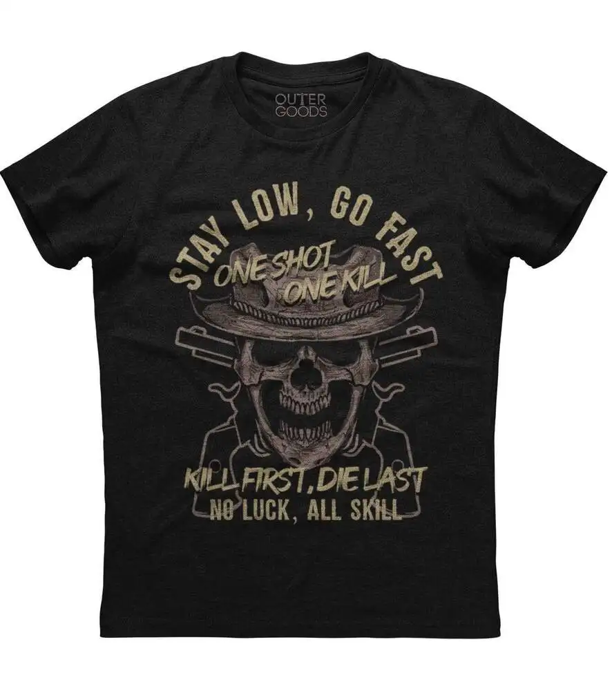 

Stay Low, Go Fast One Shot Distressed Print Men's New Black T-shirtHigh quality 100% cottonAnime Graphic T-shirts for M