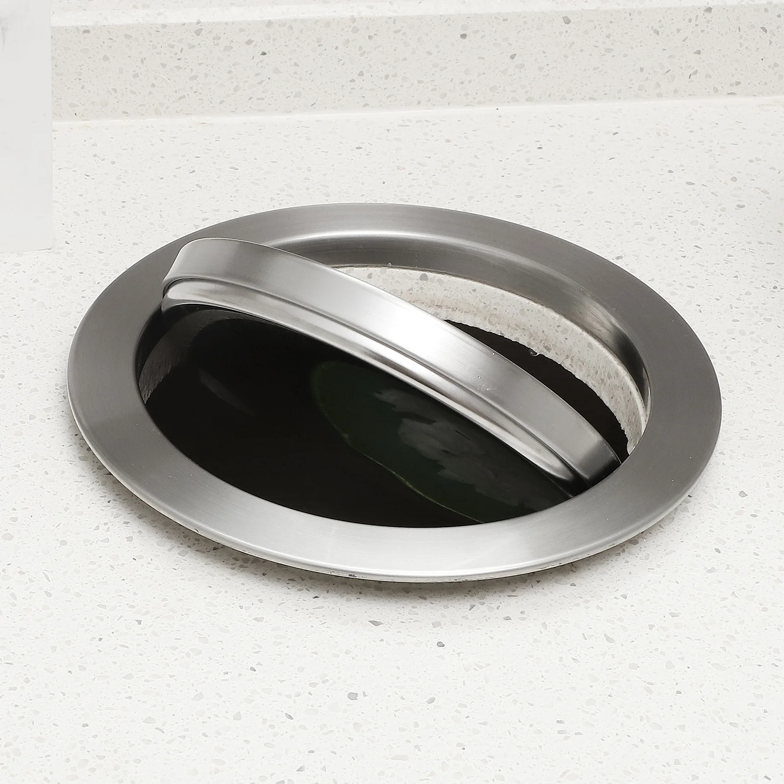 

Long-Lasting Stainless Steel Trash Can Lid Easy Install Flap Cover for Kitchen Garbage Odor Control Recessed Garbage Lid