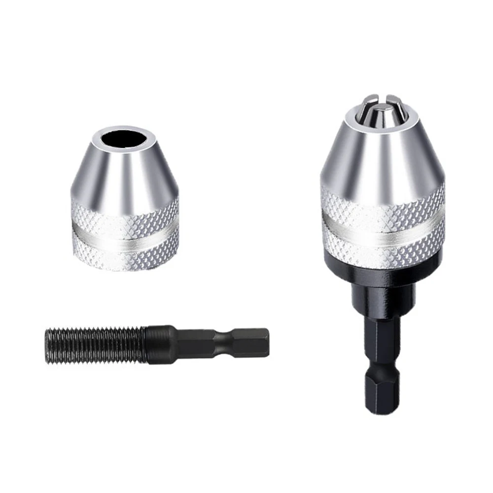 WALFRONT Keyless Drill Chuck cacciavite adattatore per avvitatore a percussione adattatore per convertitore di utensili per punte da trapano con gambo esagonale da 1/4''