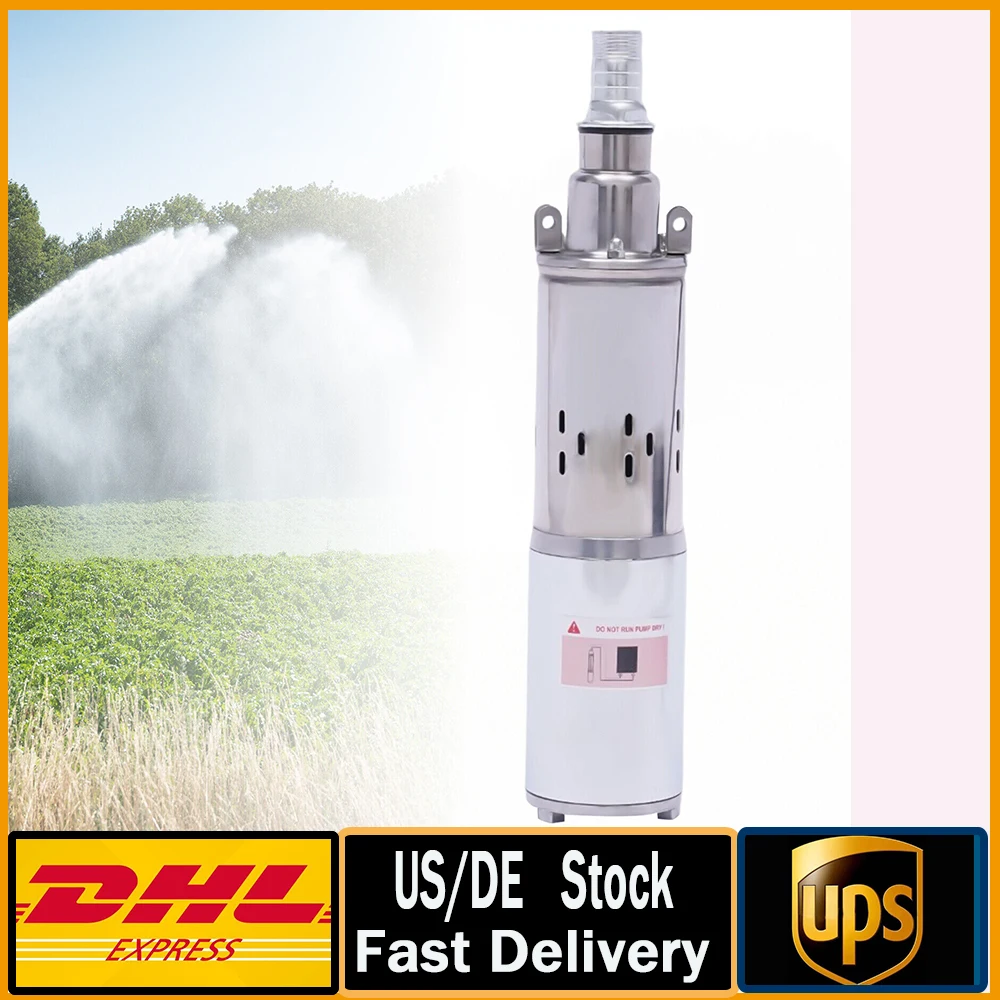 DC12V Solar Power Water Pump Farm & Ranch Submersible Pump 1.2m3/h Flow Deep Well Pump 25mm Outlet Lift