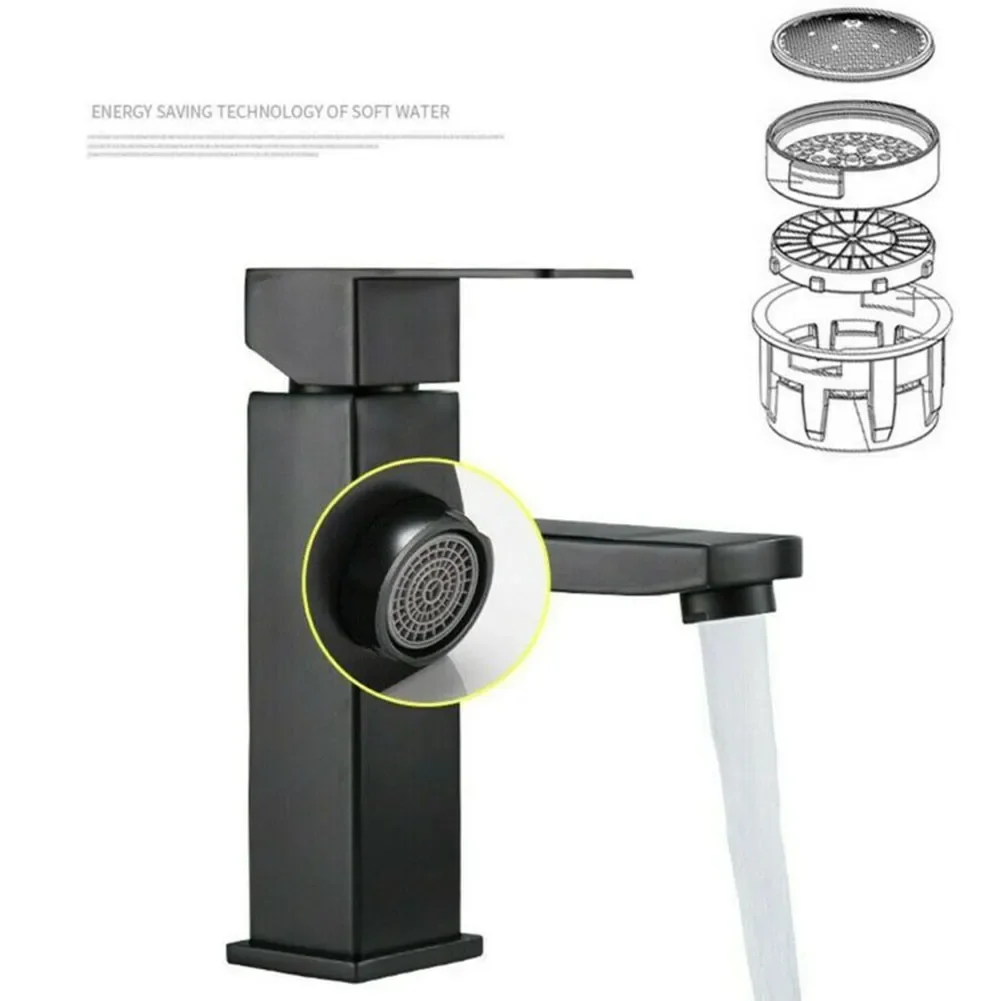 

Смеситель для раковины из нержавеющей стали, водопад с квадратным хромированным моно краном, черного цвета, для ванной комнаты