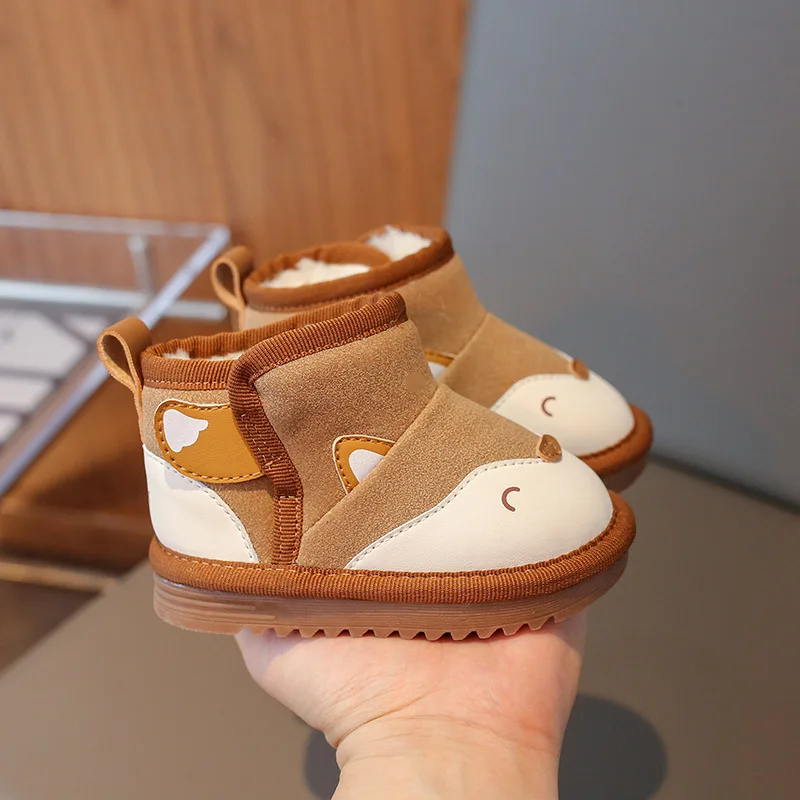 Cartoon Fox Baby Jongens Meisjes Snowboots Winter PU Haak Lus Kinderen Enkelschoenen Pluche Warme Antislip Peuter Kinderlaarzen