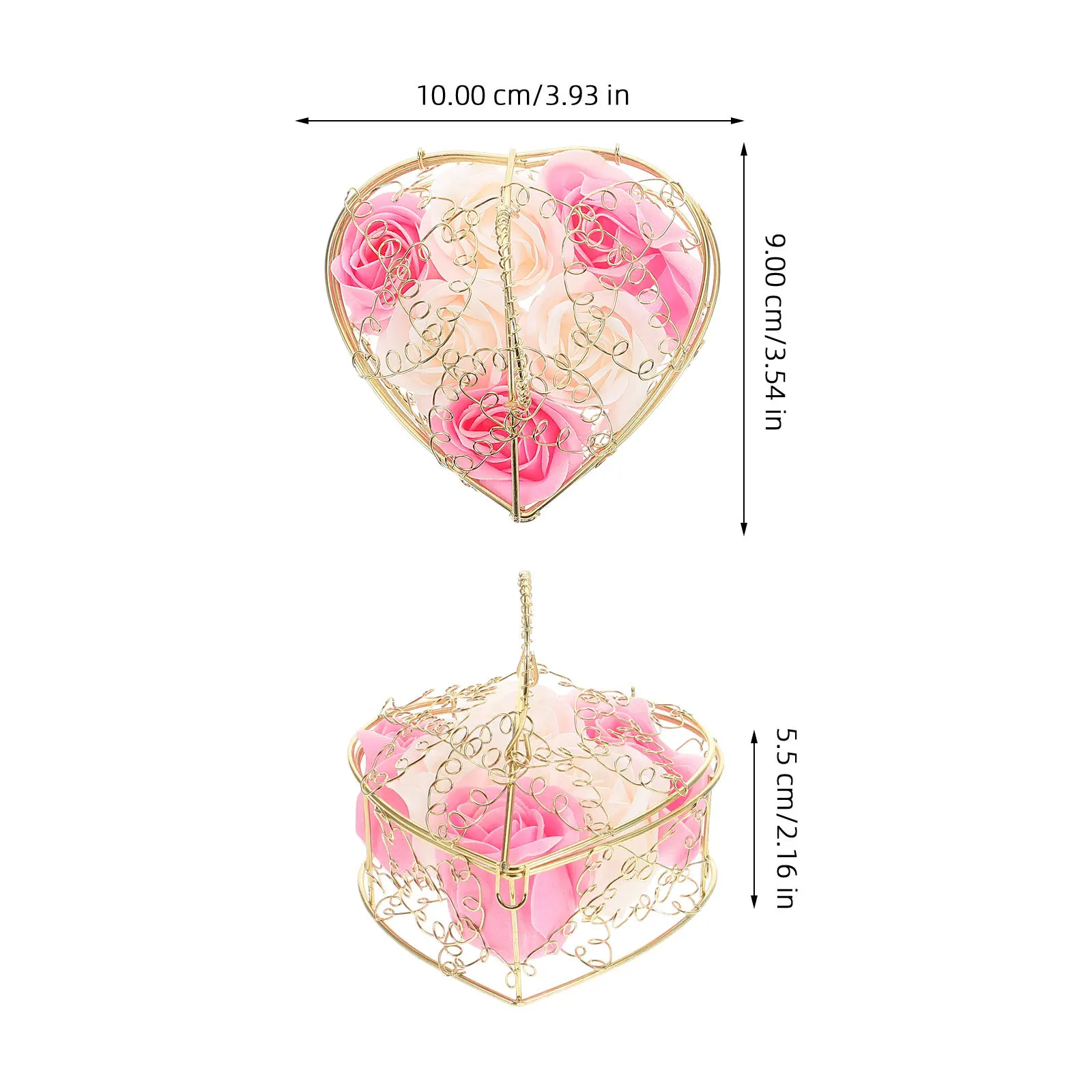 2 قطعة صابون مقلد زهور الورد في سلة حديدية على شكل قلب زهرة ديكور صابون حمام معطر بالزهور للحمام ديكور المنزل هدية #2