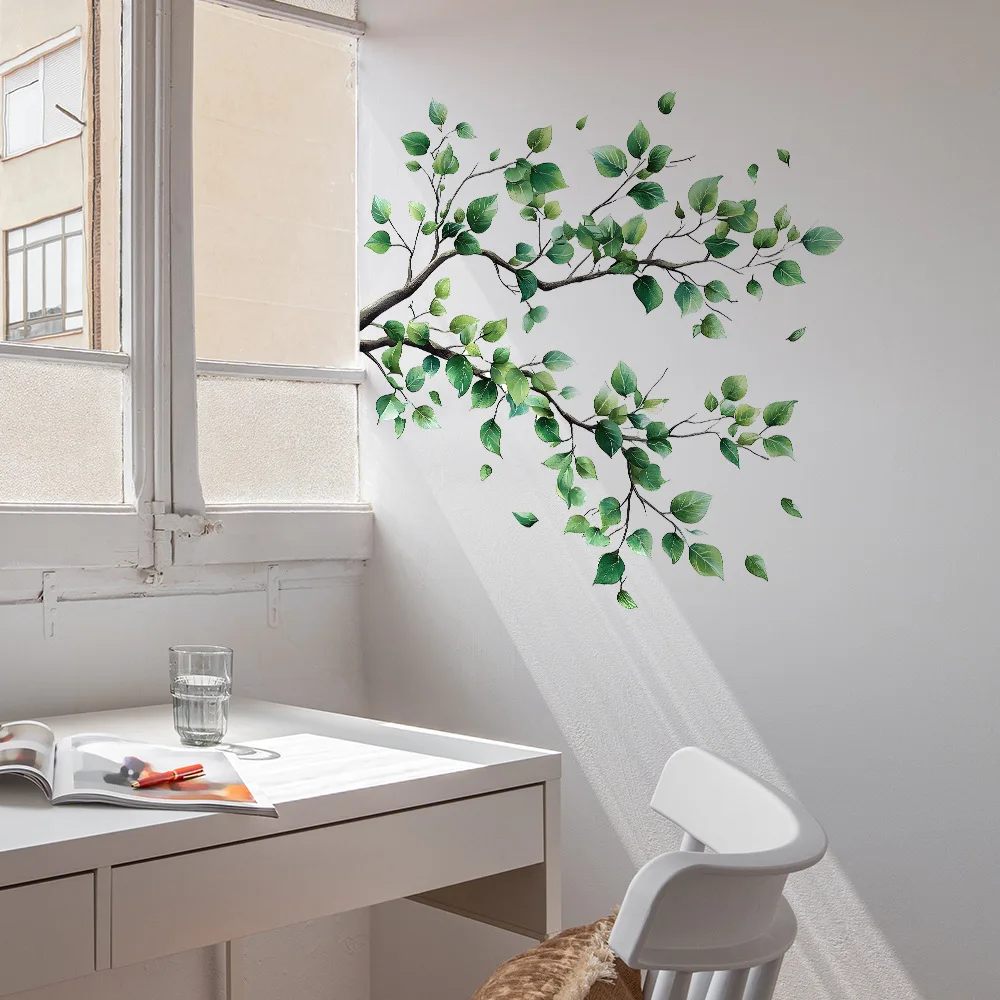 Branches Leaves Wall Sticker Bathroom Toilet Decor Decals Living Room Office Cabinet Home Decoration Wall Decals