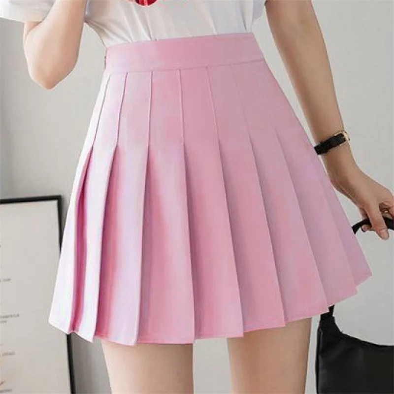 2025 Spring Summer Korean Skirt Shorts Women High Waist Sexy Mini Skirt School Short Pleated Kawaii Japanese Pink Skirt Female