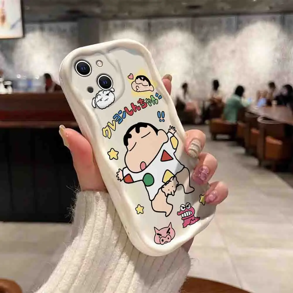 Kredki Shin-chans Anime Hot cute 3D Wave Etui na telefon do Samsung Galaxy S24 S23 S21 S20 FE Plus Ultra 4G 5G Miękki silikonowy pokrowiec